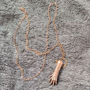 Elegant Brass Tone Hand Pendant Necklace